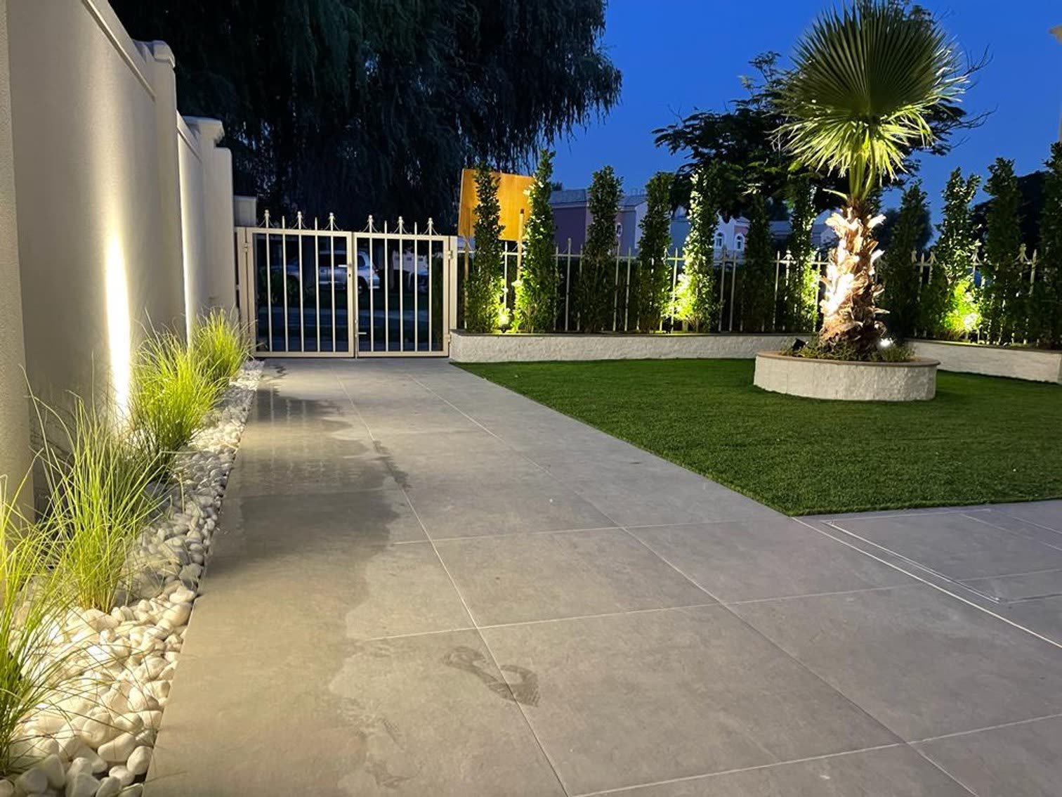 Victory Heights — Tiles, Planters, Lights, Turf