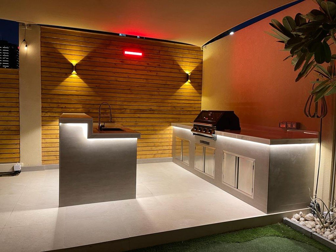 Victory Heights — Outdoor Kitchen and Shade — completed project view 2